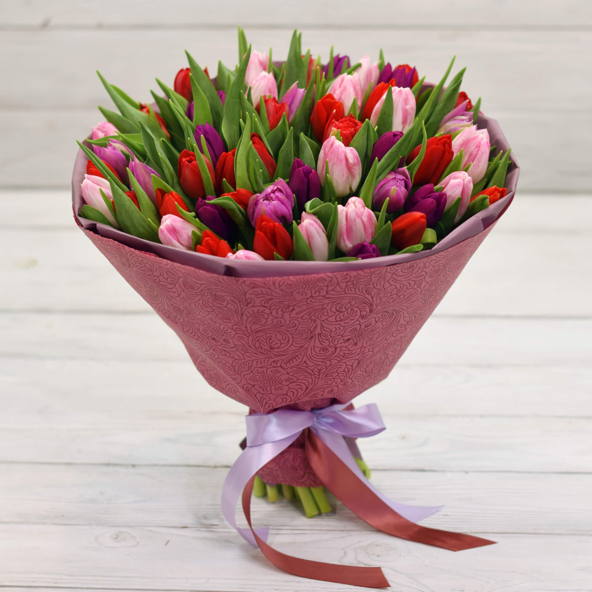 Букет из 51 тюльпана Mix