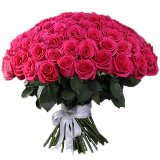 Букет из 101 ярко розовой розы